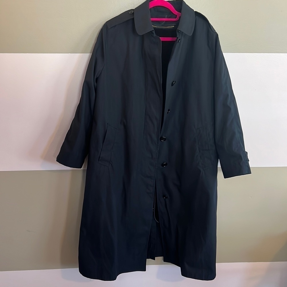 DSCP QuarterDeck Collection 16 R Black All Weather Trench Army Coat Quilt Lined